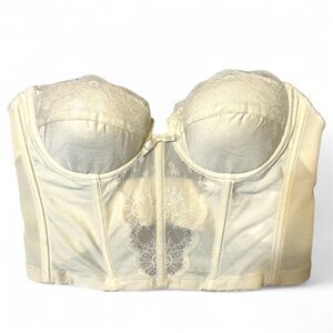 Vintage Lady Marlene Bustier Womens 36 Satin Lace Longline Strapless Bridal 80s